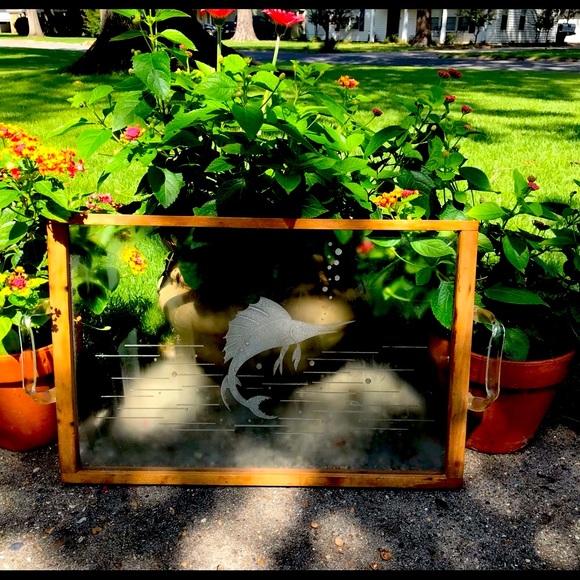 Vintage 1940s 50s Lucite Handles Glass SWORDFISH - Picture 2 of 3